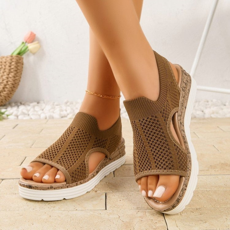 Damen Bequeme und atmungsaktive Sandalen mit elastischem Einsatz EB