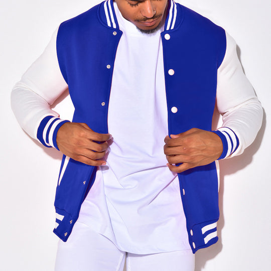 Herren Collegejacke mit kontrastierenden Ärmeln und Druckknopfverschlüssen EB