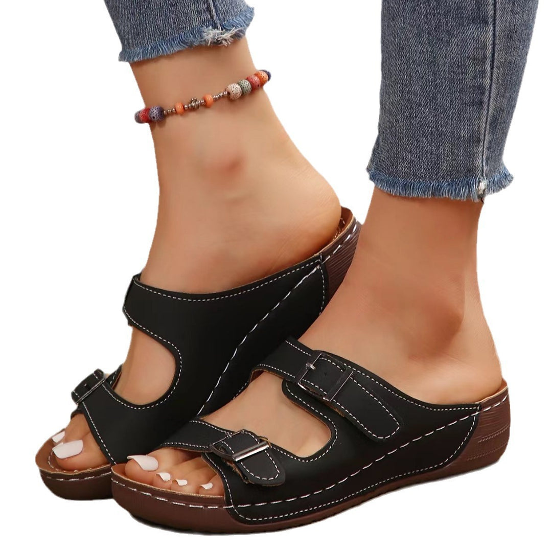 Damen Sandalen mit verstellbaren Riemen und ergonomischer Fußbett EB