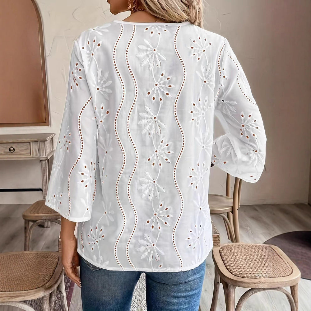 Damen Bluse mit besticktem Design und luftiger Passform EB