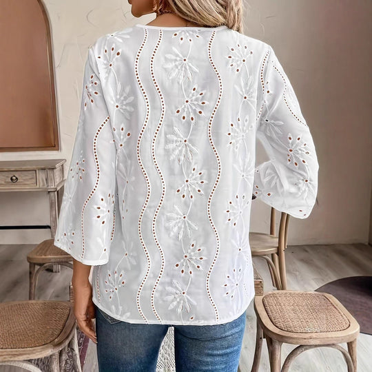 Damen Bluse mit besticktem Design und luftiger Passform EB