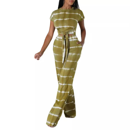 Damen elegantes Jumpsuit mit Taillengürtel und seitlichen Taschen EB