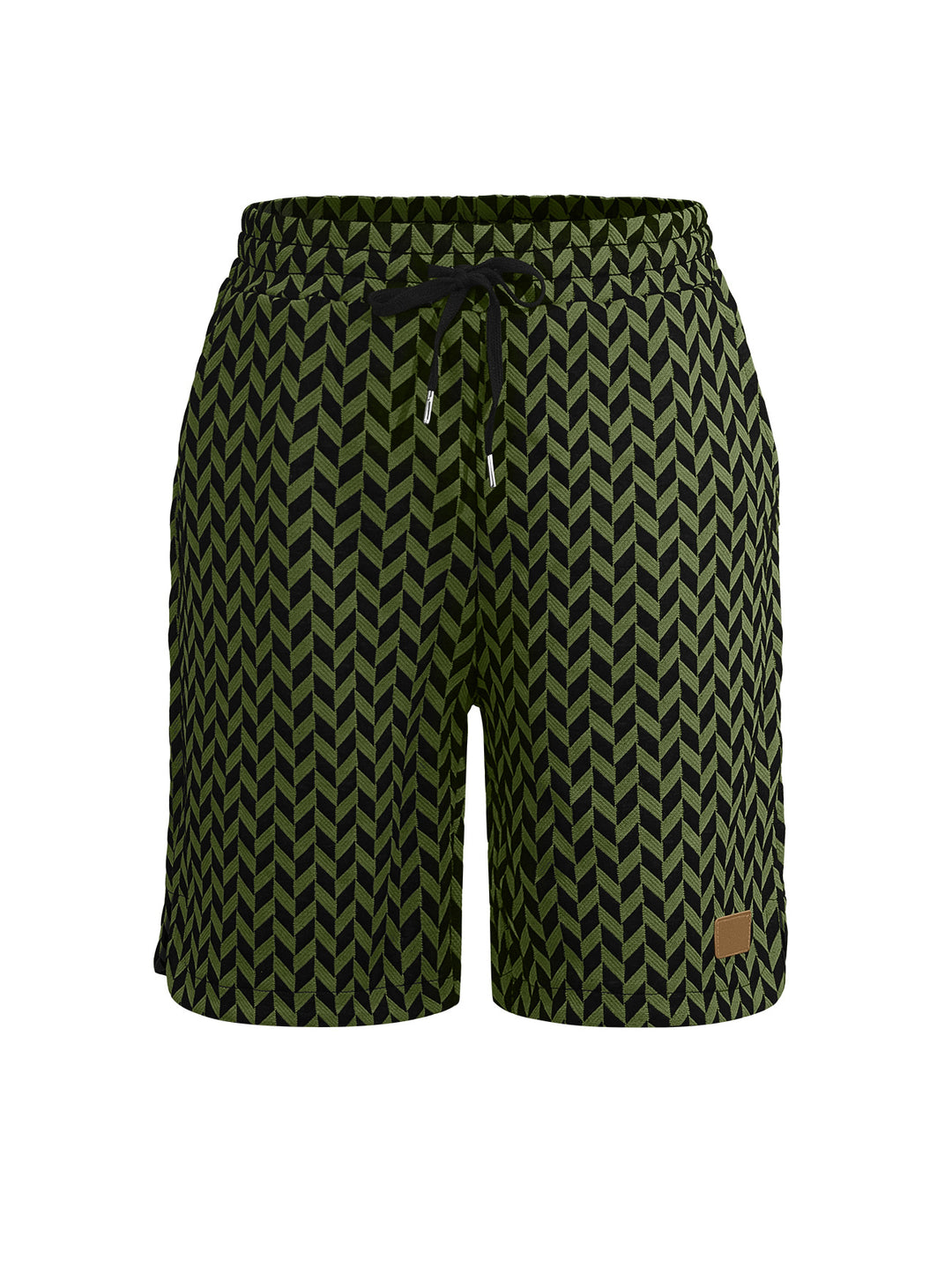 Damen nan Jacquard-Shorts mit elastischem Komfortbund, Tunnelzug und Fischgrätmuster EB