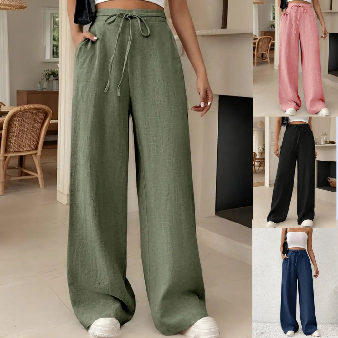 Damen Weite Freizeithose mit Kordelzug EB
