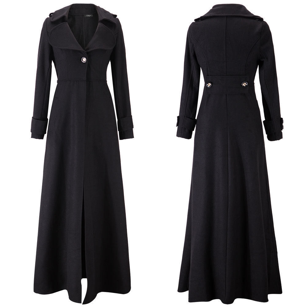 Damen Eleganter Langmantel mit klassischem Revers und modernen Akzenten EB