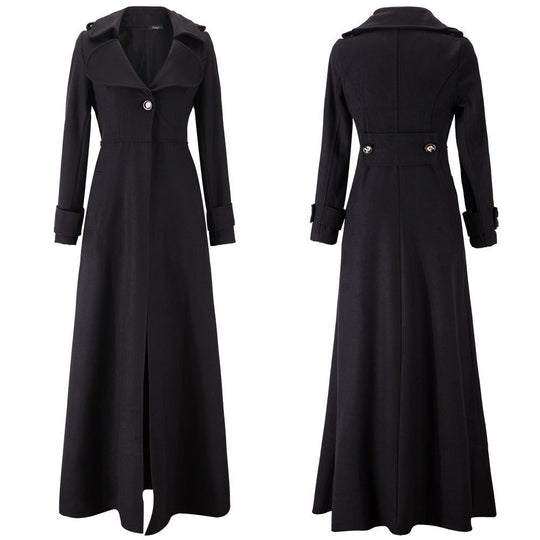 Damen Eleganter Langmantel mit klassischem Revers und modernen Akzenten EB
