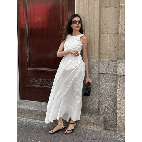 Damen Elegantes Maxikleid mit lässiger Passform und raffinierten Drapierungen EB