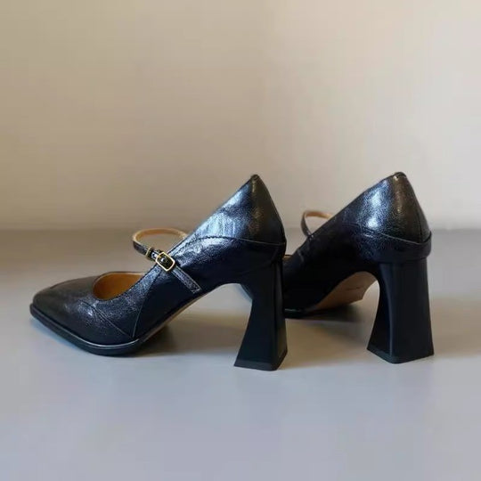 Damen Mary Jane Pumps mit elegantem Blockabsatz EB