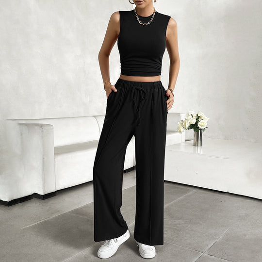 Damen Freizeit-Set mit tailliertem Top und weitem Hose EB