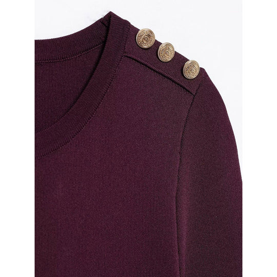 Damen Strickkleid mit dekorativen Knopfdetails und praktischen Taschen EB