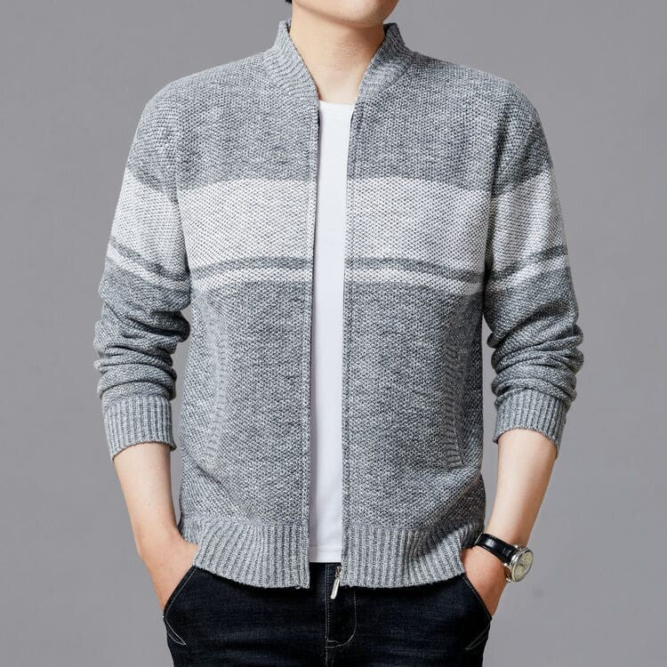 Herren Strickjacke mit modernem Zipper und strukturiertem Design EB