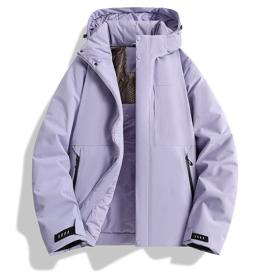Damen wattierte Kapuzen-Outdoorjacke mit winddichter Membran und isolierendem Thermofutter EB