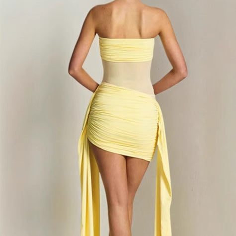 Damen Elegantes Strandkleid mit elastischer Passform und raffiniertem Wickeldesign EB