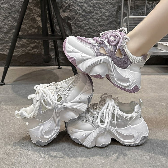 Damen Chunky Sport-Sneaker mit atmungsaktiver Mesh-Oberfläche und innovativen Dämpfungselementen EB