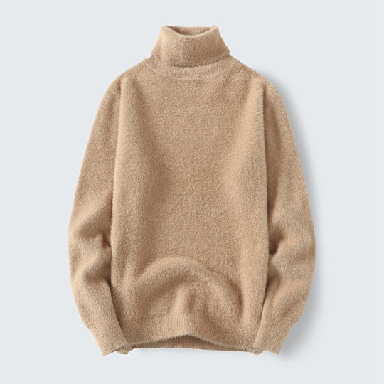 Herren warmer Rollkragenpullover aus weichem Strickstoff EB