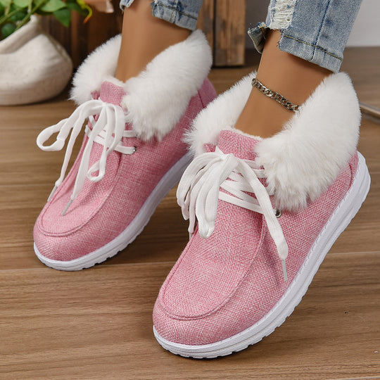 Damen Komfortable Sneaker mit Plüschkragen und rutschfester Sohle EB
