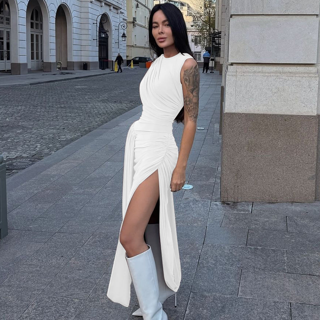 Damen Elegantes Maxikleid mit raffiniertem Wickeldesign EB