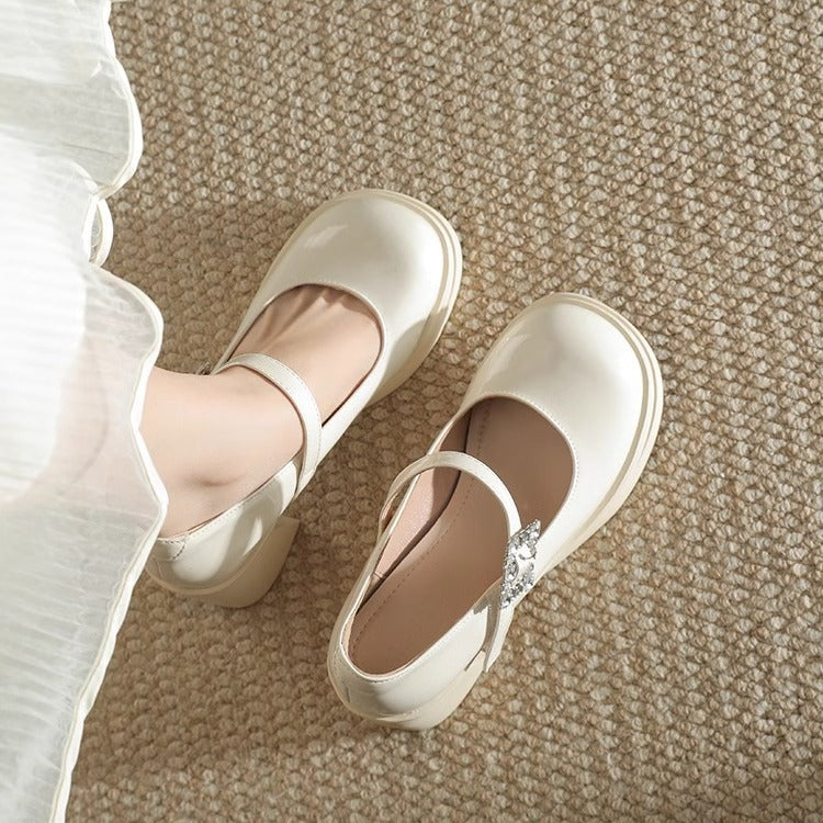 Damen elegante Blockabsatz-Pumps mit modischer Schnallenverzierung EB