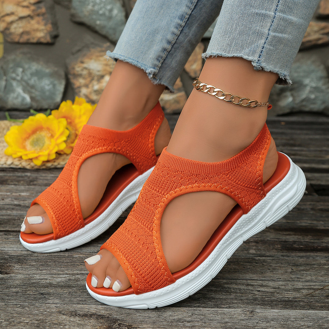 Damen Sportliche Strick-Sandalen mit atmungsaktivem Obermaterial und dämpfender Laufsohle EB