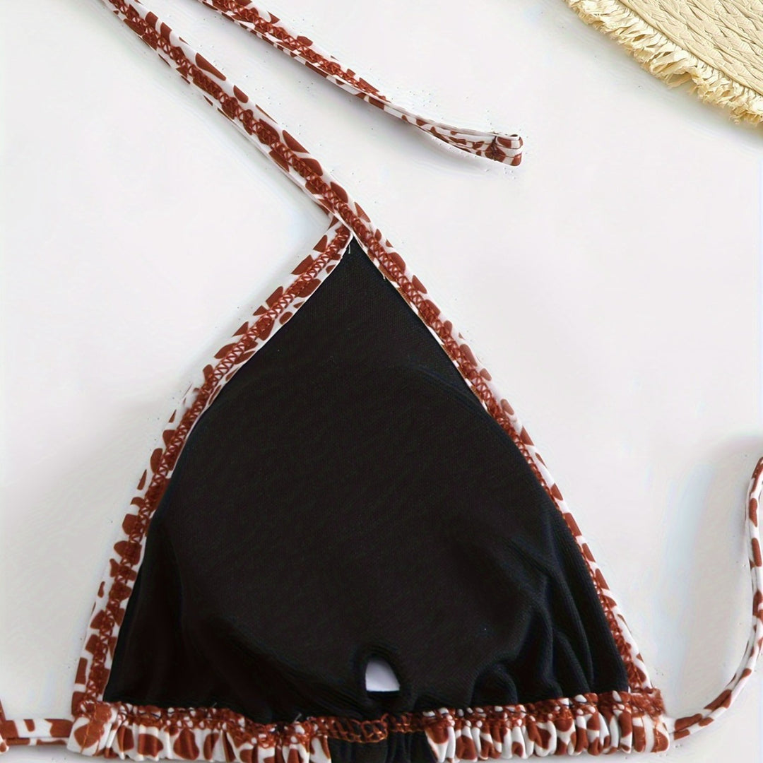 Damen Triangel-Bikini mit stilvollem Giraffenmuster EB