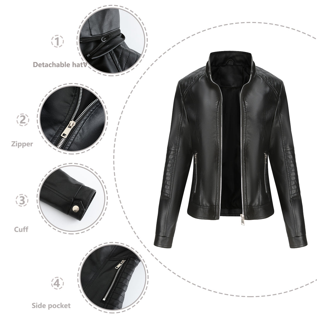 Damen Kapuzenjacke aus hochwertigem Kunstleder EB