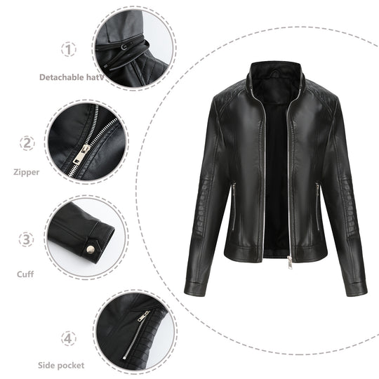 Damen Kapuzenjacke aus hochwertigem Kunstleder EB