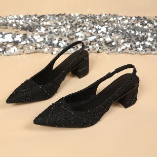 Damen Elegante Slingback-Pumps mit glitzerndem Design EB