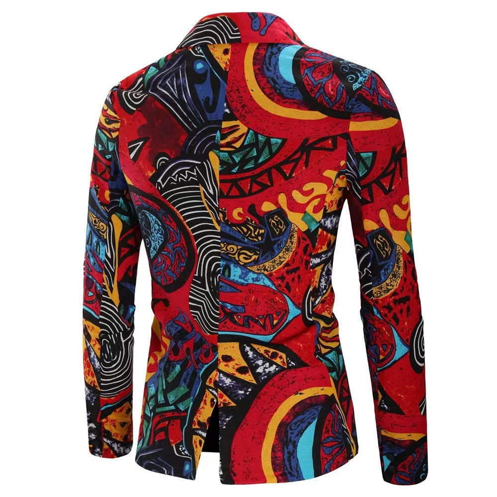Herren modische Blazer mit buntem grafischem Design EB
