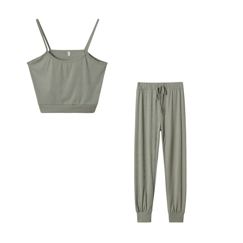 Frauen Ribbed Cropped Lounge Set EB