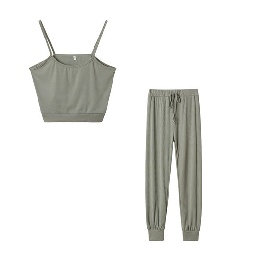 Frauen Ribbed Cropped Lounge Set EB