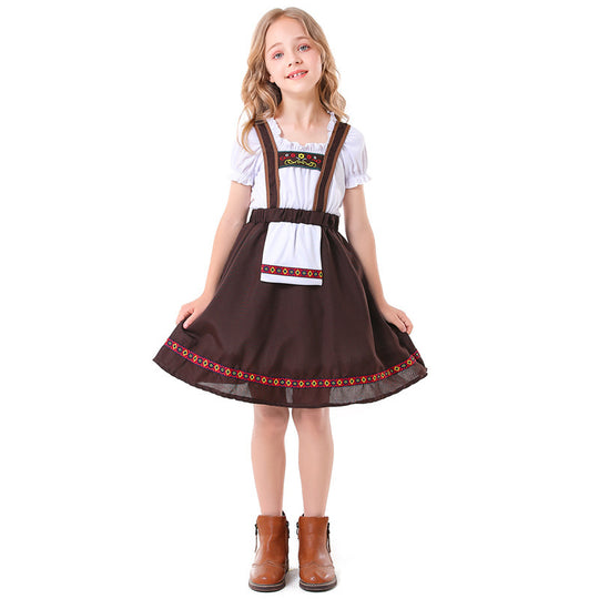 Damen nan traditionelles Mädchen-Dirndlkleid mit Schürze und dekorativen Stickereien EB