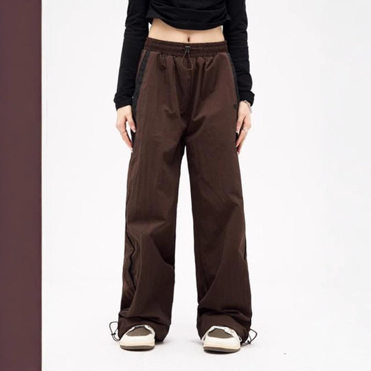 Damen nan weite Trackhose mit Kontrastpaspel, elastischem Bund und Oversize-Schnitt EB