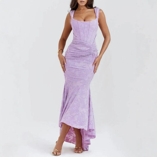 Damen nan eng anliegendes Korsett-Abendkleid mit integrierten Stäbchen, geraffter Wickelpassform und floraler Jacquardstruktur EB