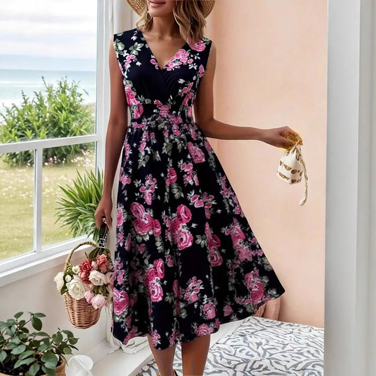Damen Verspieltes A-Linien Kleid mit floralen Details EB