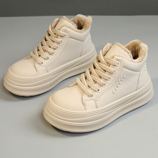 Damen modische High-Top Sneakers mit flauschigem Innenfutter und robuster Profilsohle EB