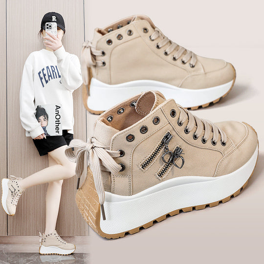 Damen High-Top Sneakers mit modischen Reißverschlussdetails und dämpfender Laufsohle EB