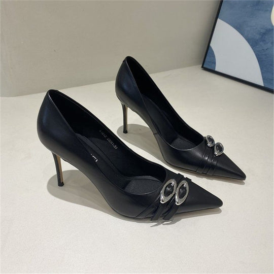 Damen elegante High Heel Pumps mit Schmuckakzent EB