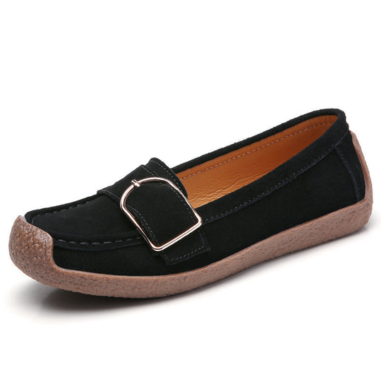 Damen Bequeme Mokassins mit eleganter Schnalle EB