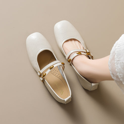 Damen Ballerinas mit eleganten doppelten Riemen und praktischen Schnallen EB