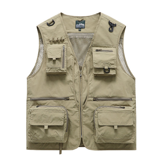Unisex multifunktionale Utility-Weste mit zahlreichen Taschen, D‑Ringen und atmungsaktivem Mesh EB