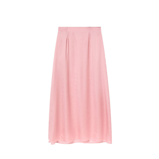 Damen Bodenlanger Satin Maxi-Rock EB