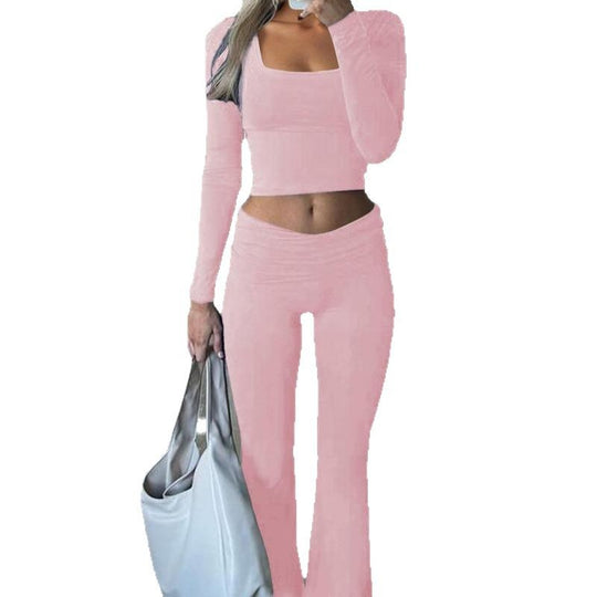 Damen Sportliches Set mit langärmligem Oberteil und weiter Hose EB