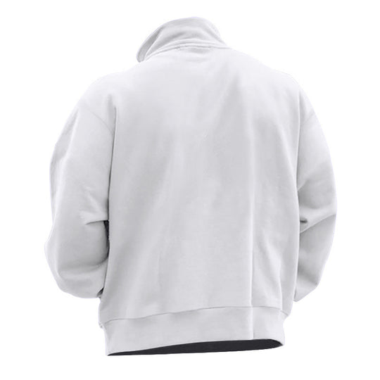 Herren nan wattierter Halbzip Sweatpullover mit Stehkragen und Brusttasche EB