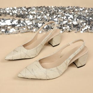 Damen Elegante Slingback-Pumps mit glitzerndem Design EB