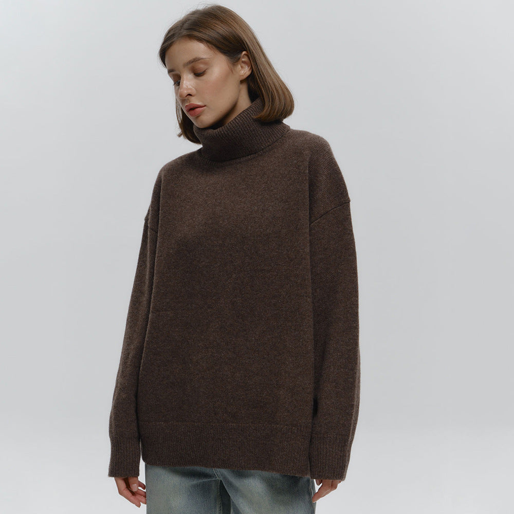 Damen Overgröße Rollkragenpullover aus weicher Wolle EB