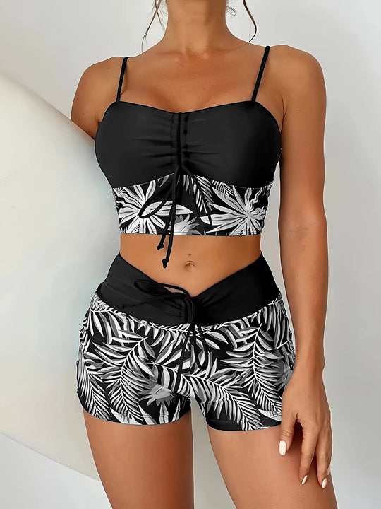 Damen Sportliches Bikini-Top mit Shorts EB