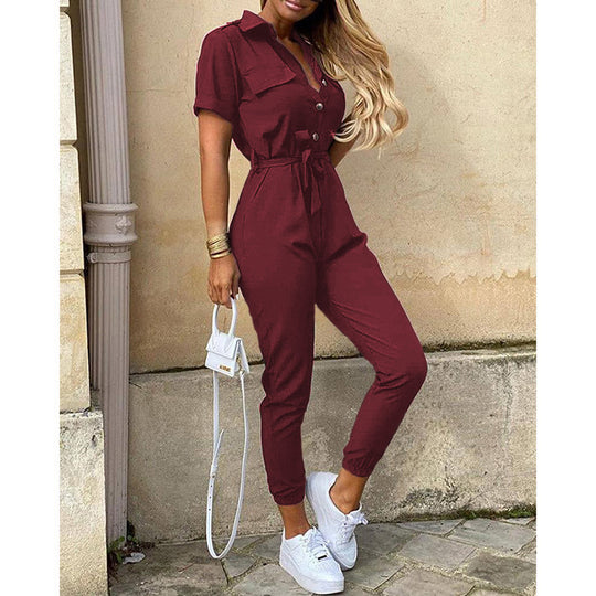 Damen Modischer Jumpsuit mit praktischen Taschen und tailliertem Schnitt EB