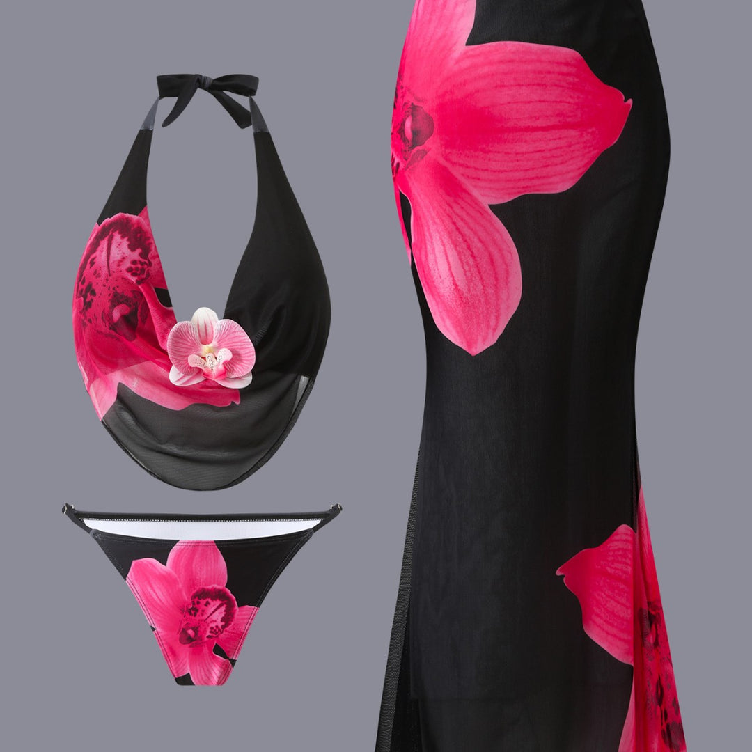 Damen Bikini-Set mit floralem Design und elegantem Wickeloberteil EB