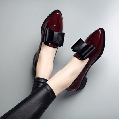 Damen Elegante Ballerinas mit großem Schleifendetail EB
