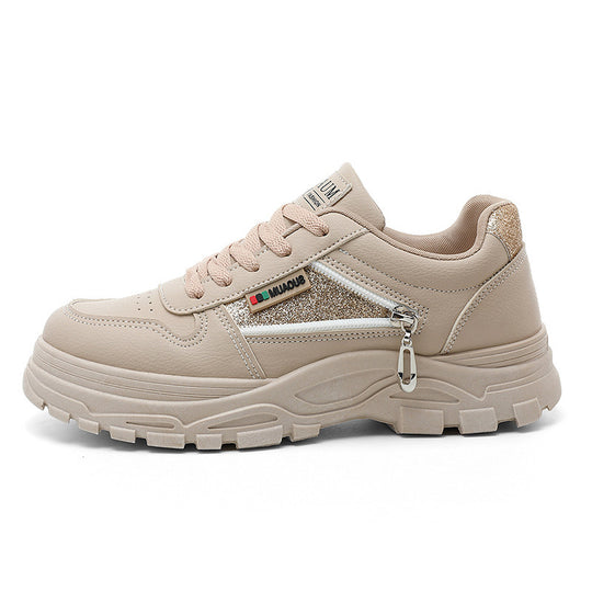 Damen sportliche Sneaker mit modischem Reißverschluss und stoßdämpfender Sohle EB